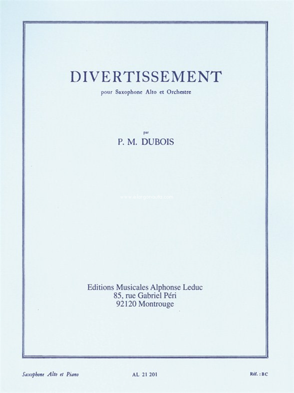 Divertissement For Saxophone And Orchestra, Alto Saxophone and Orchestra