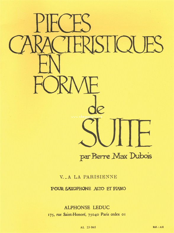 Pièces Caractéristiques En Forme De Suite Op.77, Alto Saxophone and Piano