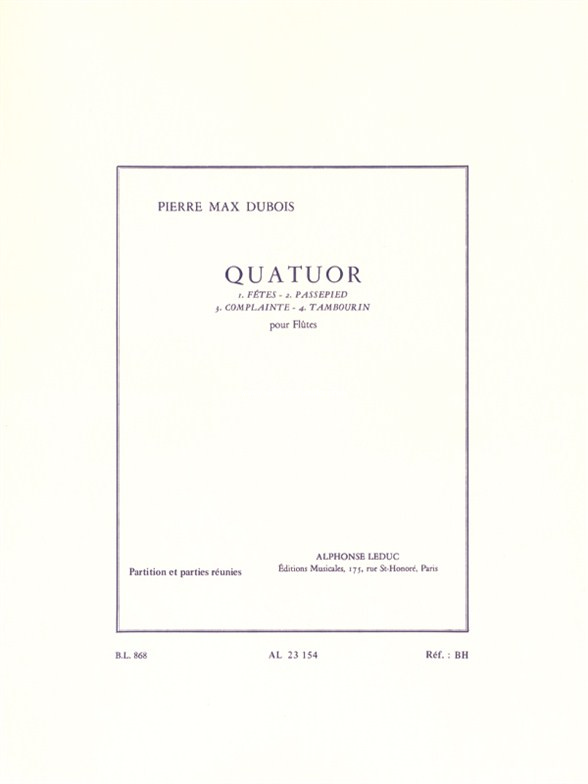 Quatuor Pour Flûtes, Flute. 9790046231544