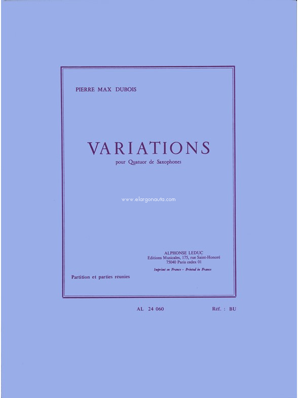Variations, Saxophone Quartet. 9790046240607