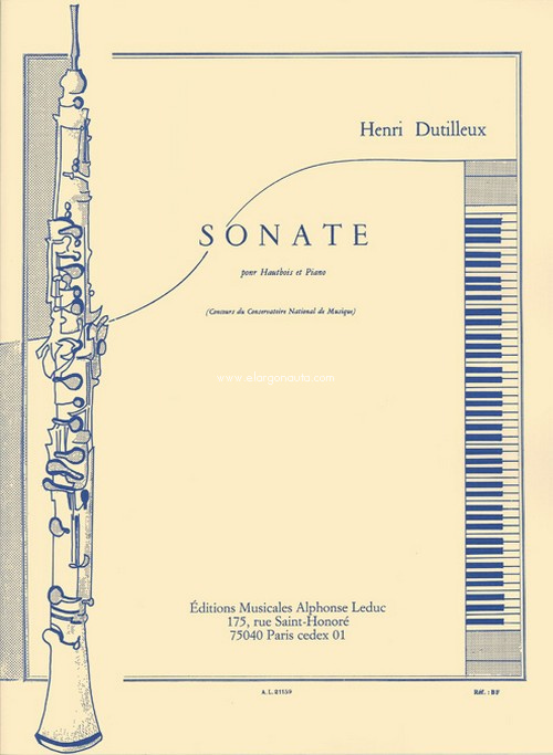 Sonate, pour hautbois et piano. 9790046211591