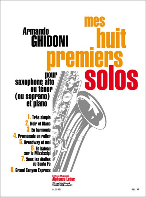 Mes Huit Premiers Solos: Saxophone Alto Et Piano, Alto Saxophone and Piano
