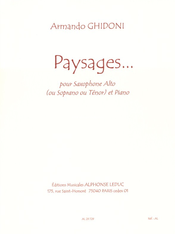 Paysages, Alto Saxophone and Piano