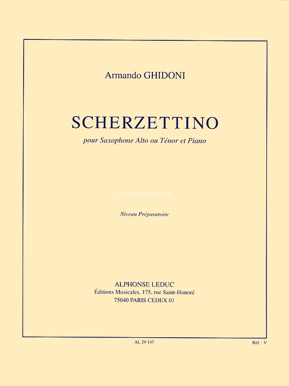 Scherzettino A, Tenor Saxophone and Piano