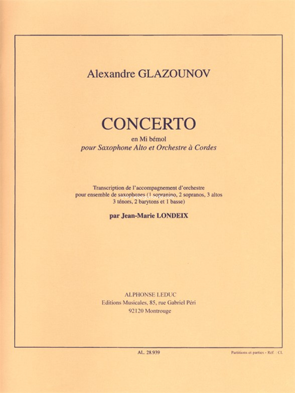 Concerto Op.109 in E flat major, Saxophone Ensemble. 9790046289392