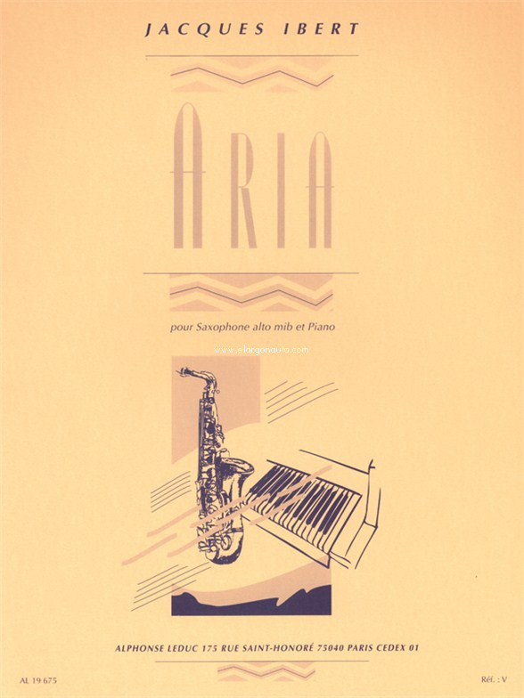 Aria, pour saxophone alto mib et piano. 9790046196751