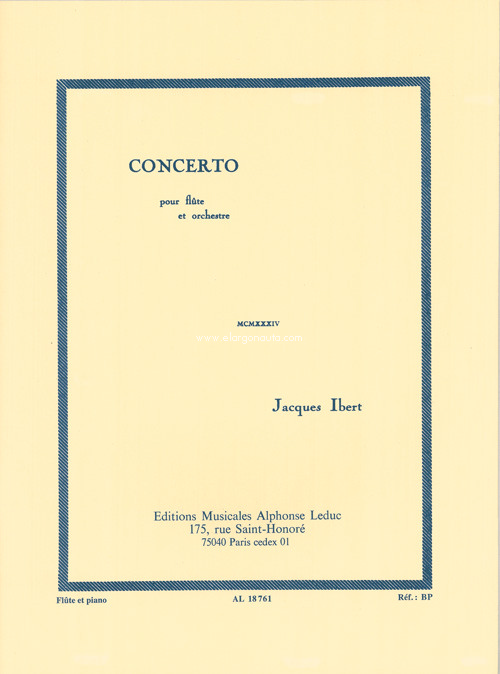 Concerto pour flûte et orchestre, réduction pour piano. 9790046187612