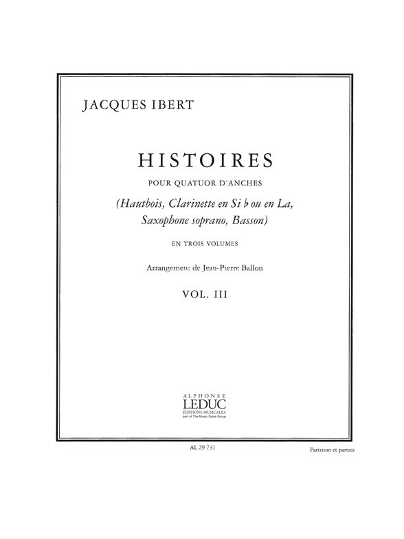 Ballon Ibert Histoires v.3 7e Woodwind Quartet. 9790046297311