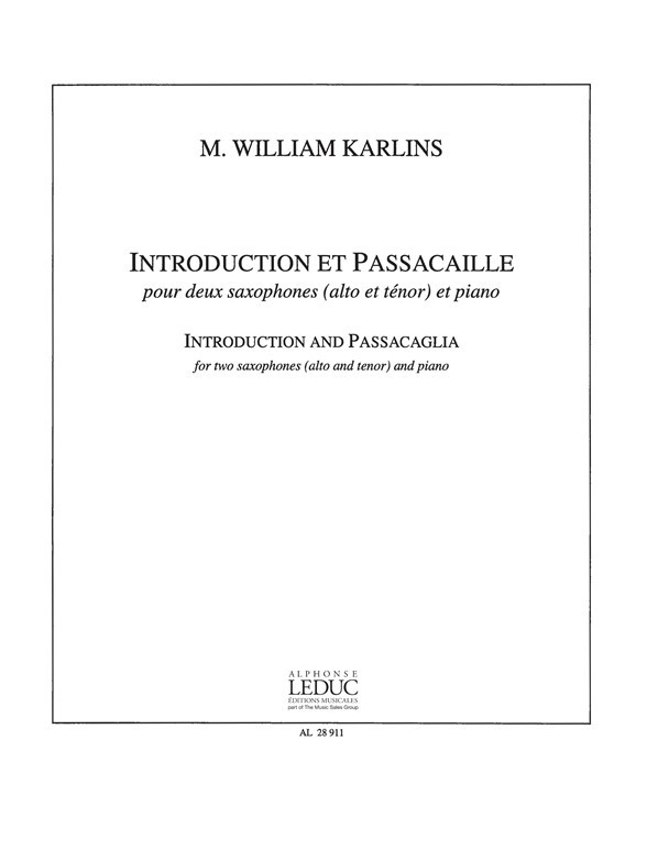 Introduction Et Passacaille, 2 Saxophones and Piano