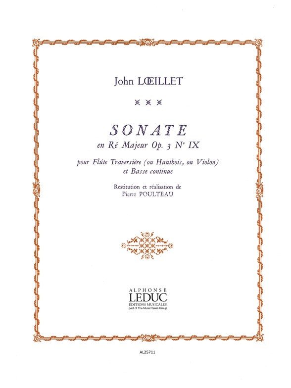 Sonate Op. 3 No. 9 In D, Flute and Piano