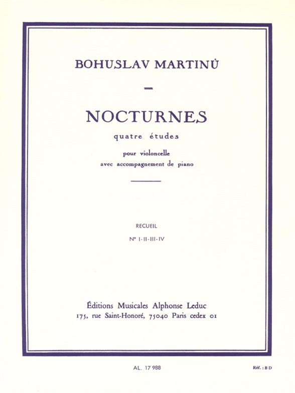Nocturnes: quatre études pour violoncelle avec accompagnement de piano. 9790046179884