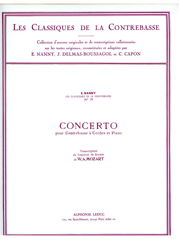 Concerto For Bassoon: Classiques No.29, Double Bass and Piano