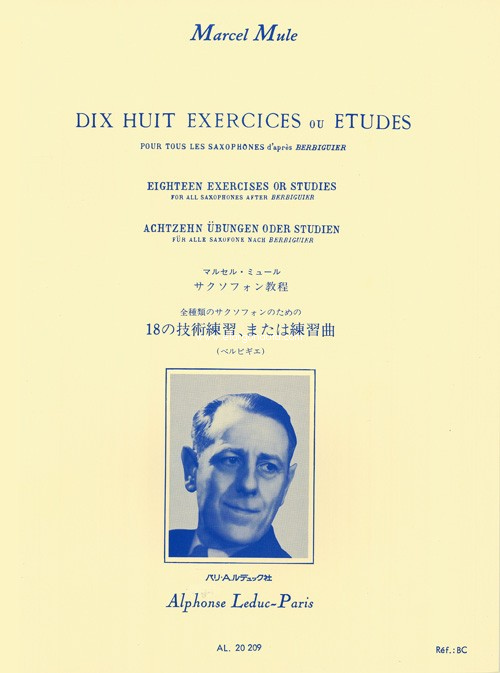 18 exercices ou études d'après Berbiguier, Saxophone. 9790046202094