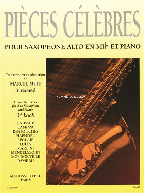 Pièces Célèbres. Vol. 3, Alto Saxophone and Piano