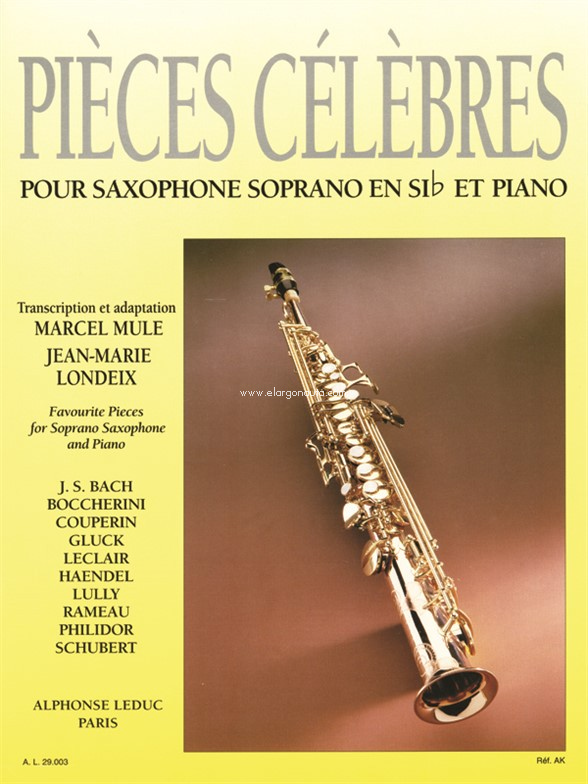 Pièces célèbres, pour saxophone soprano en Si b et piano