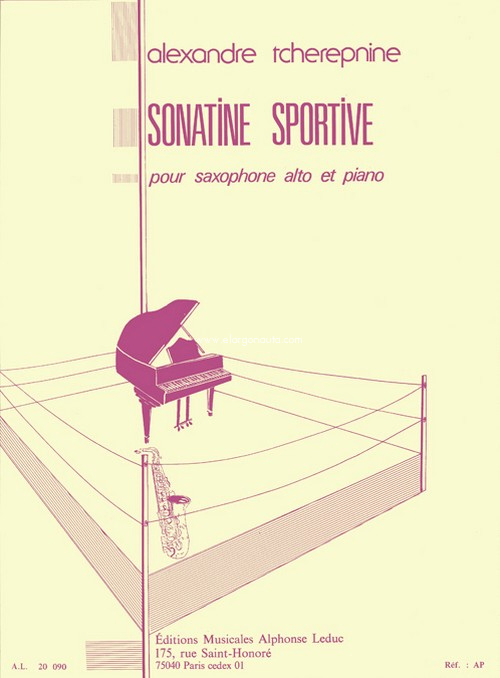 Sonatine sportive, pour saxophone alto et piano. 9790046200908