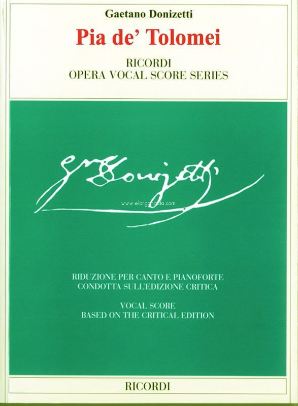 Pia de' Tolomei, Vocal and Piano Reduction. 9790041388649