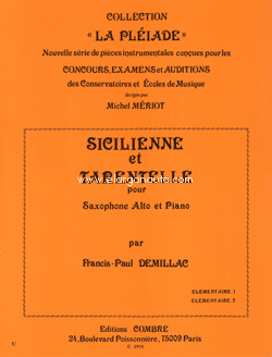Sicilienne et tarentelle, pour Saxophone Alto et Piano