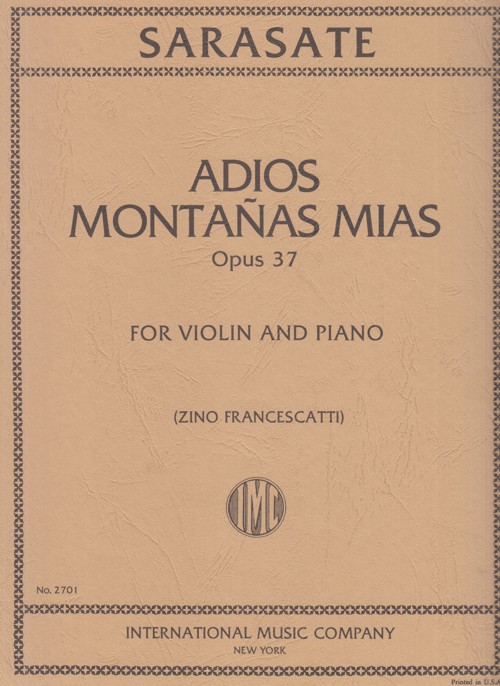 Adiós montañas mías op. 37, for violin and piano. 9790220420924