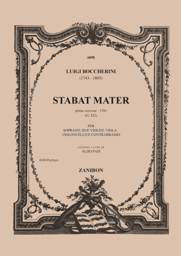 Stabat Mater: Soprano, due violini, viola, violoncello e contrabbasso, Soprano, 2 Violins, Viola, Cello and Contra Bass, partitura. 9790520010979