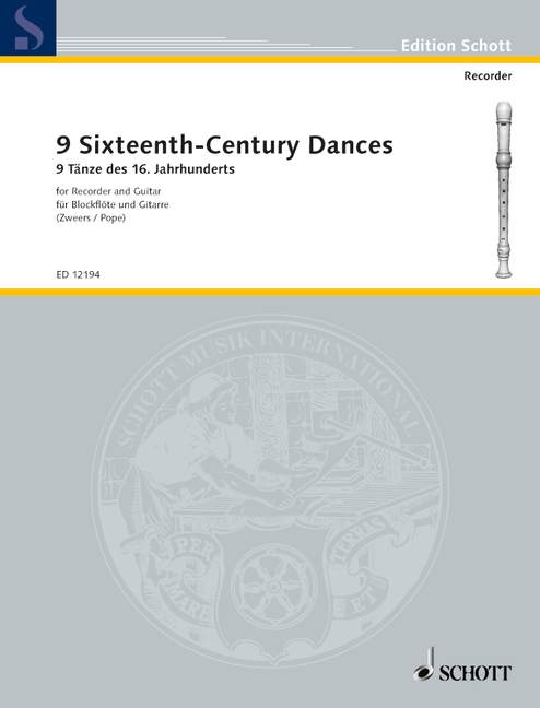 9 Sixteenth-Century Dances, soprano- or treble recorder and guitar