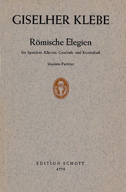 Römische Elegien op. 15, speakers, piano, harpsichord and double bass, study score