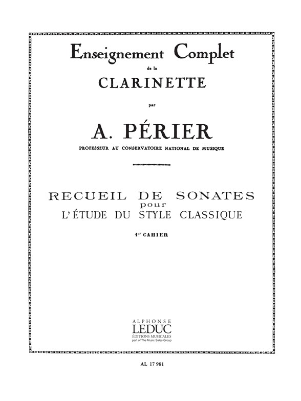 Recueil de Sonates Vol. 1, Clarinette