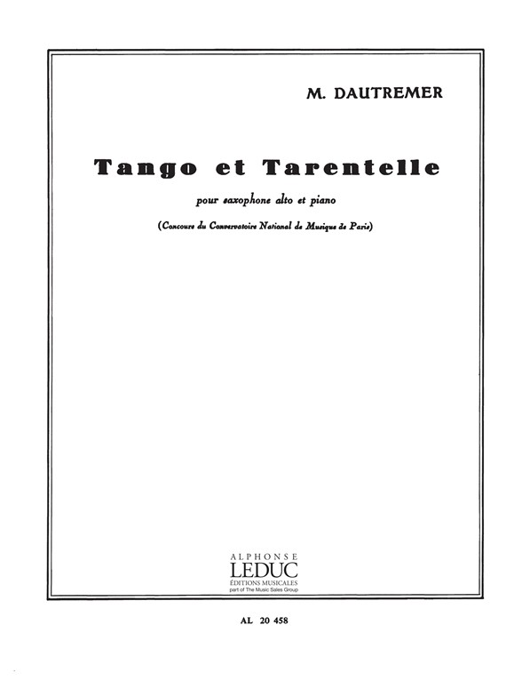 Tango et tarentelle, saxophone Mib et piano