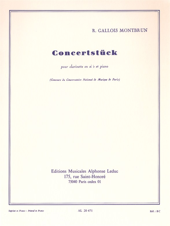 Concertstück, for Clarinet and Piano. 9790046204715