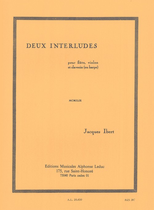 Deux Interludes, flute, violon et piano