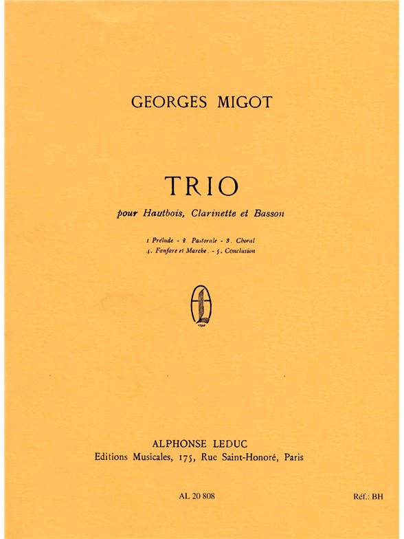 Trio, Oboe, Clarinet and Bassoon, Score