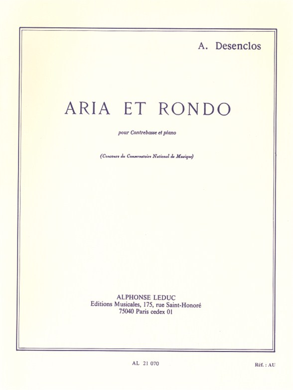 Aria Et Rondo: Contrebasse Et Piano, Double Bass and Piano. 9790046210709