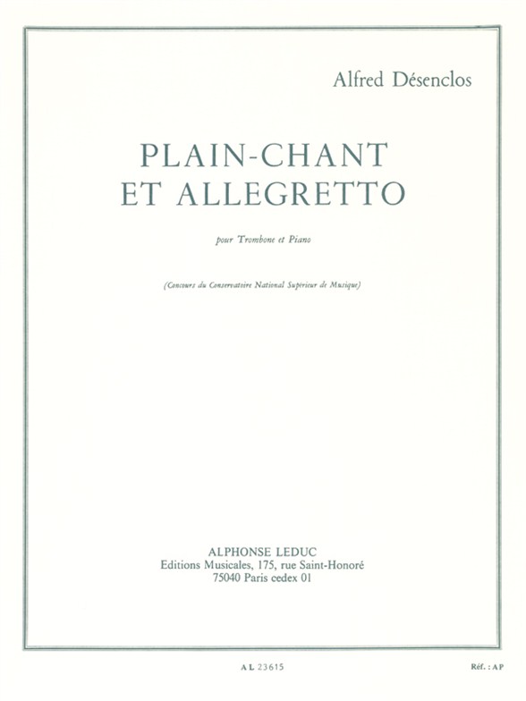 Plain-Chant et Allegretto, Trombone et Piano. 9790046236150