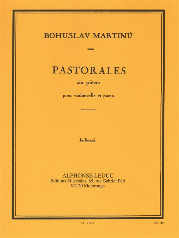 Pastorales, H190, six pièces pour violoncelle et piano