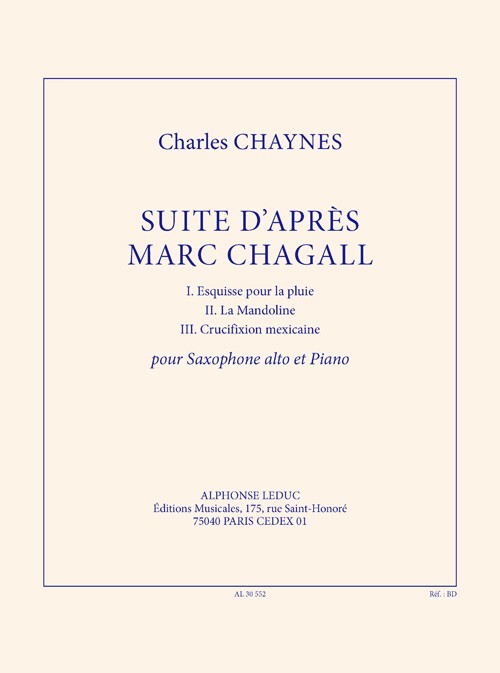 Suite d'après Marc Chagall, pour saxophone alto et piano