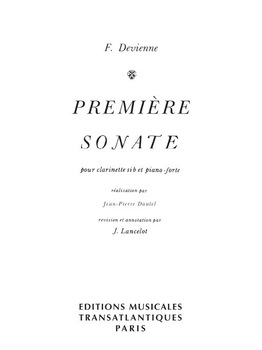 Sonate nº 1 pour clarinette Si b et piano. 9790231407914