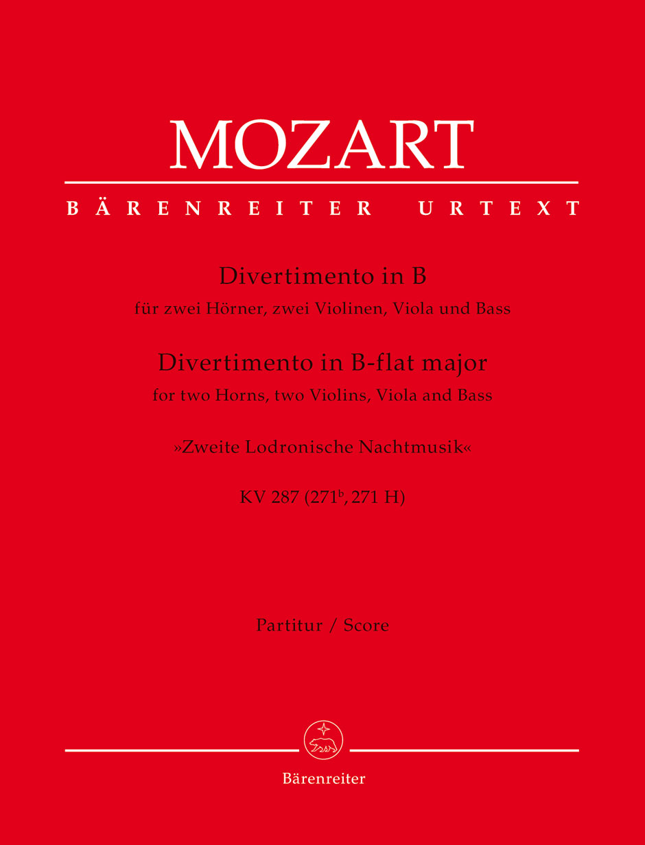 Divertimento in B-flat major: Zweite Lodronische Nachtmusik KV 287 (271b, 271 H), 2 Horns, 2 Violins, Viola and Bass, Score
