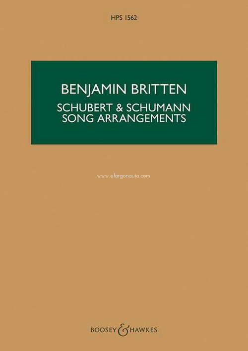 Schubert & Schumann Song Arrangements HPS 1562, for voice and small orchestra, study score. 9781784542344