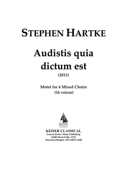 Audistis Quia Dictum Est:, Mixed Ensemble [16 Players], Score