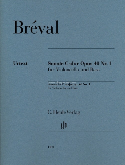 Sonata C major op. 40 no. 1 for Violoncello and Bass. For 2 cellos or cello and piano. 9790201814803
