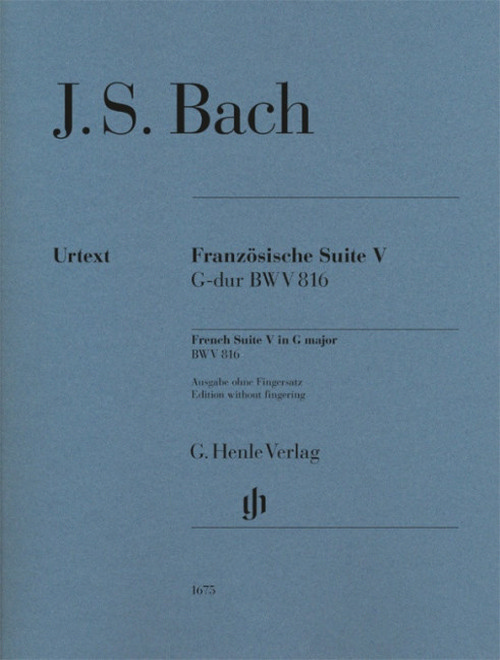 French Suite V, BWV 816, Edition without fingering, piano