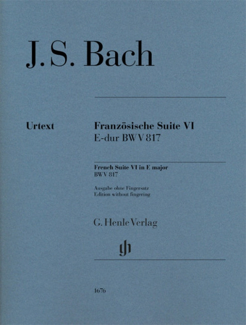 French Suite VI, BWV 817, Edition without fingering, piano. 9790201816760
